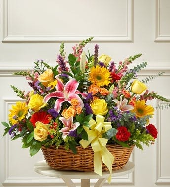 Bright & Brilliant Sympathy Basket Julia's Florist Wilmington