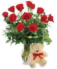 Romantic Roses with Teddy Bear