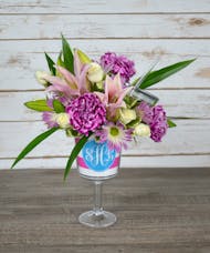 Custom Wine Glass with Flowers